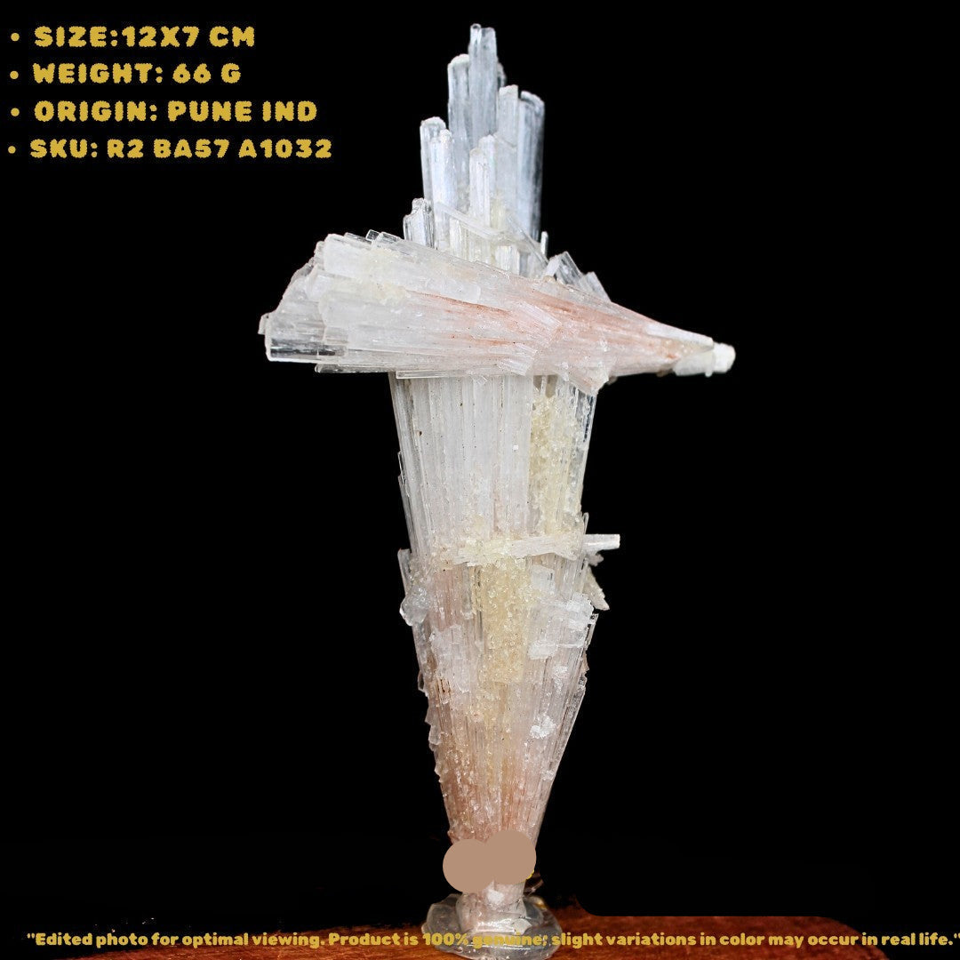 Natural Scolecite Healing Crystal 66g 12x7 cm Calming Stone for Meditation