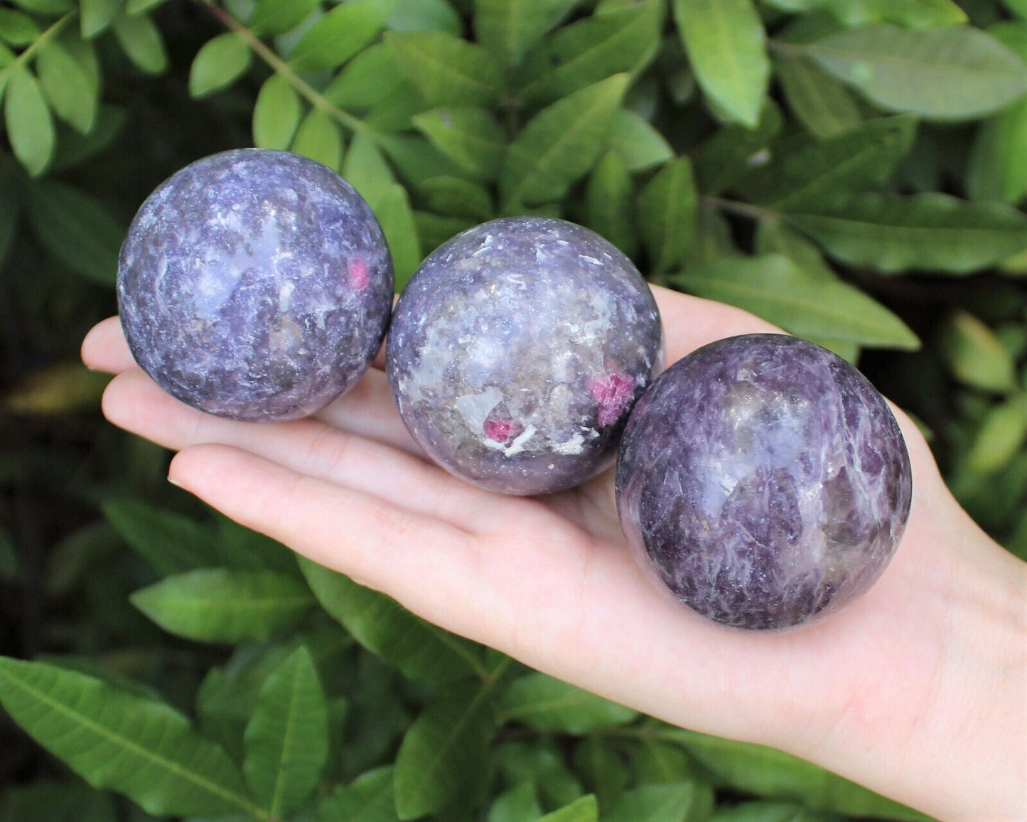 Lepidolite Crystal Sphere LARGE 2" Sphere + Stand (AA Quality Lepidolite Sphere)