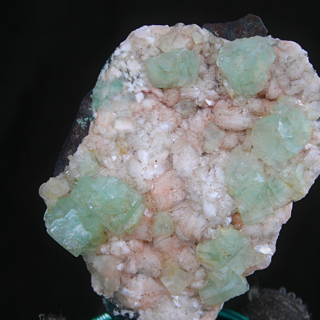 Green Apophyllite Cube on Stilbite 230g Natural Crystal Mineral Specimen India