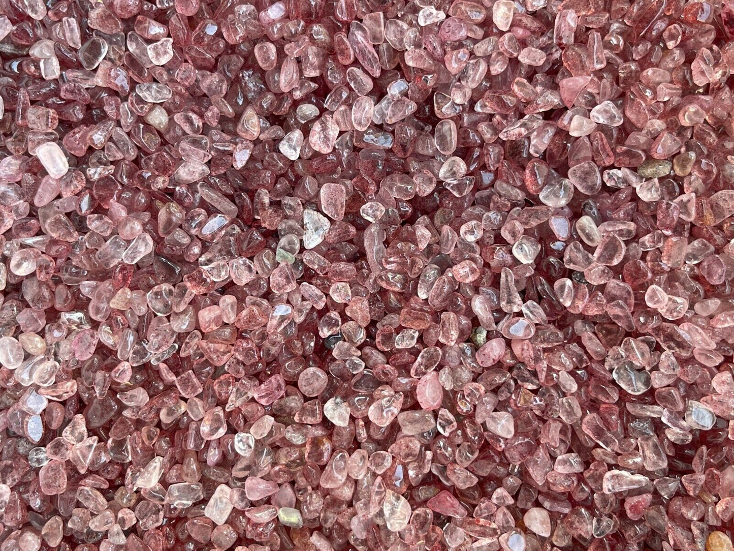 Grade A++ Strawberry Quartz Semi Tumbled Gemstone Mini Chips 4 - 8 mm, Bulk Lot