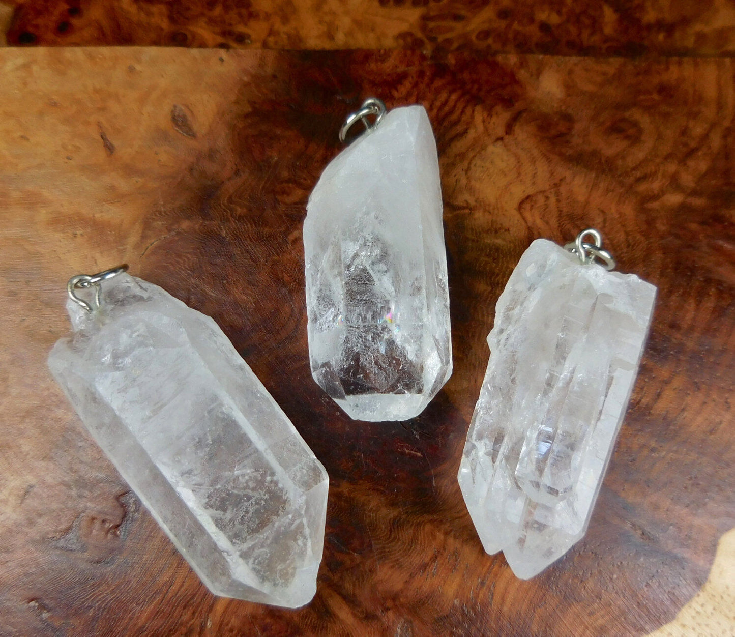 Raw Quartz Crystal Pendant Large Rough Clear Point Necklace Charm