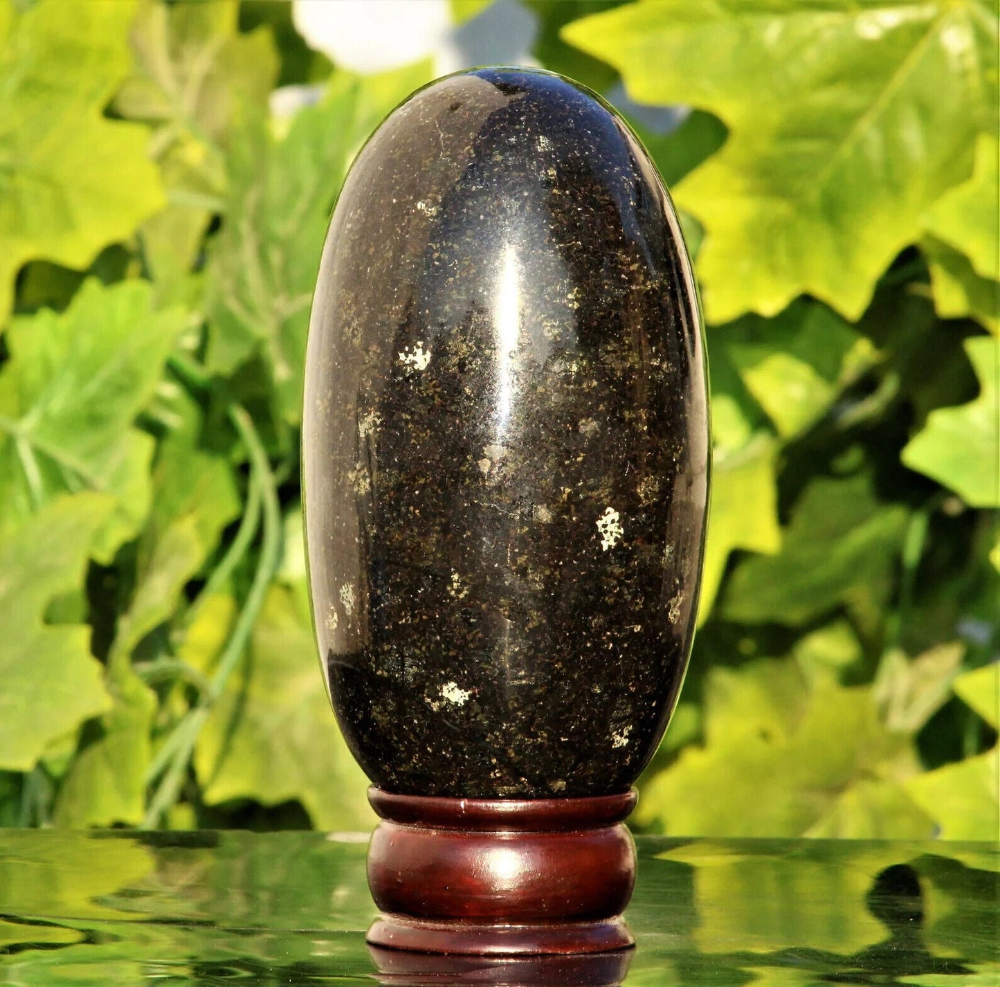 155MM Black Nuummite Crystal Healing Energy Reiki Aura Metaphysical Stone Lingam