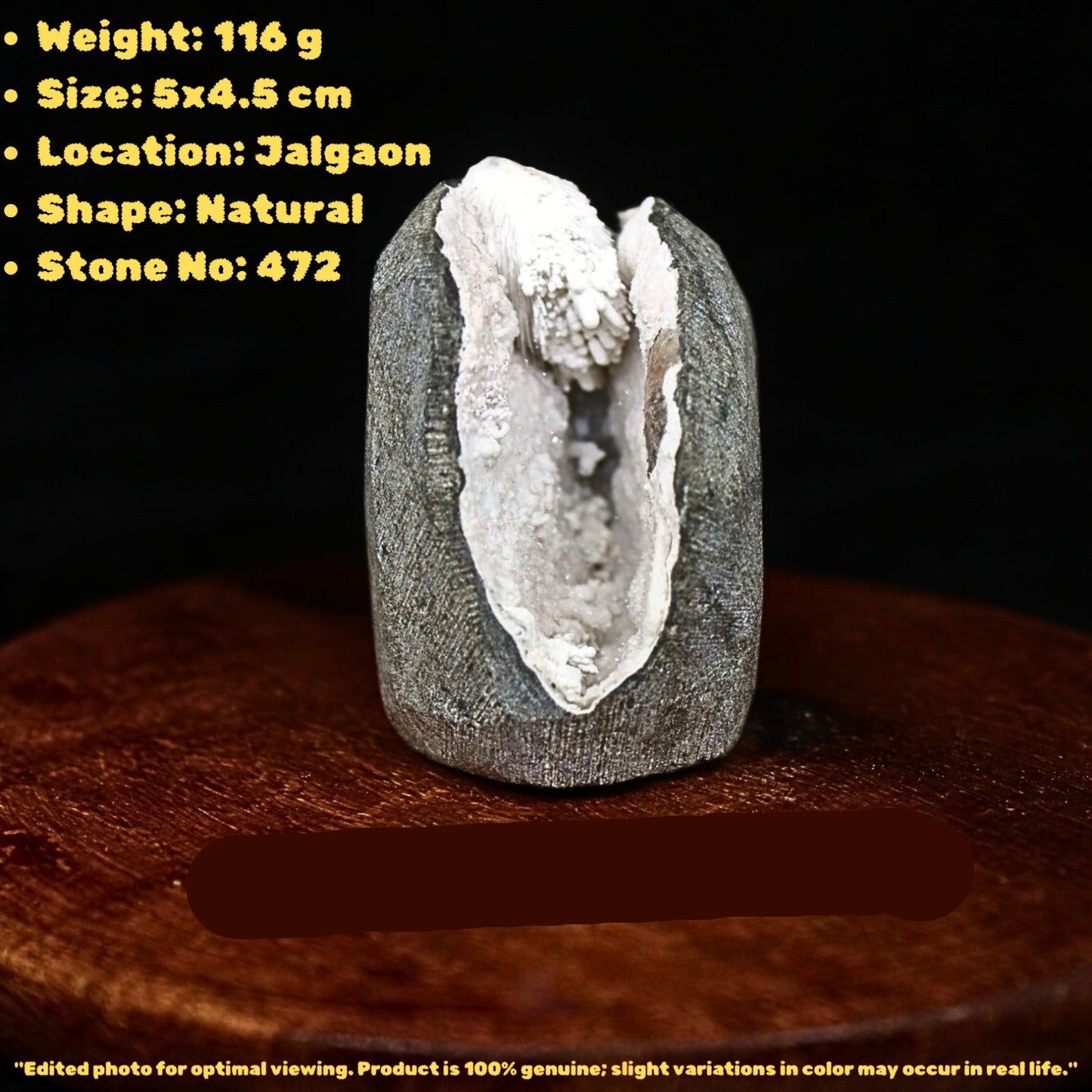 116g Scolecite Geode Spray Crystal – Natural Zeolite Mineral from India