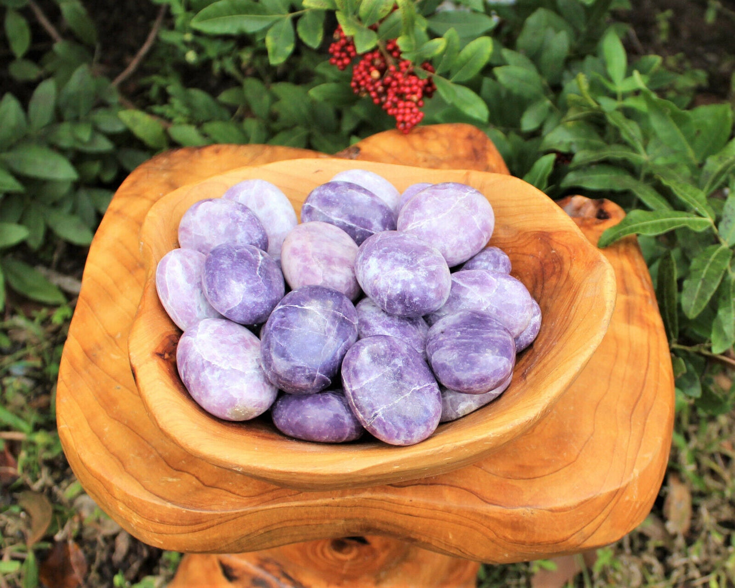 Lepidolite Palm Stone, Hand Polished Lepidolite Pebble (Third Eye Chakra)