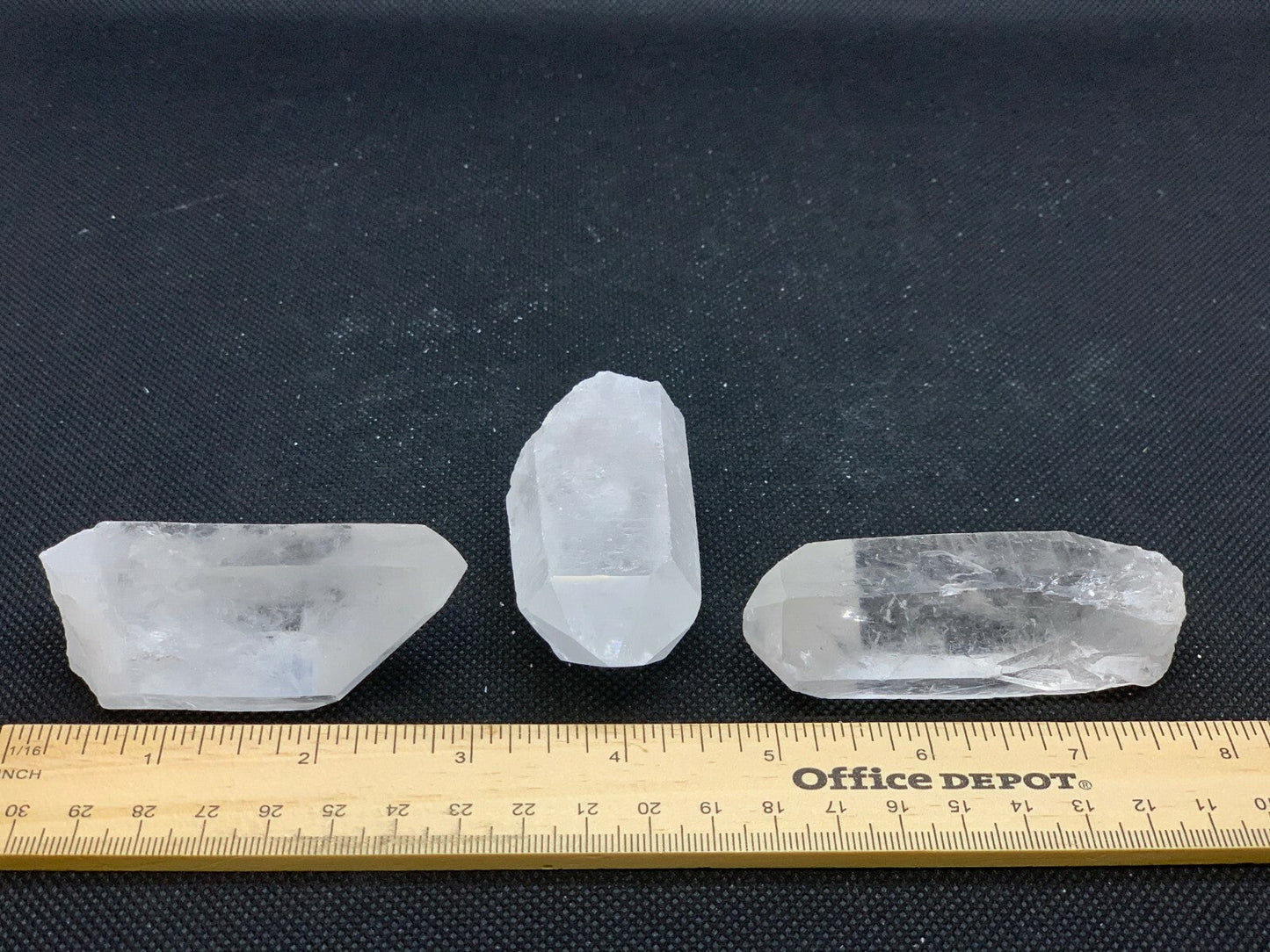 Set of 3 Extra Large Natural Clear Quartz Points, 2 to 3.5 Inches Clear Quartz