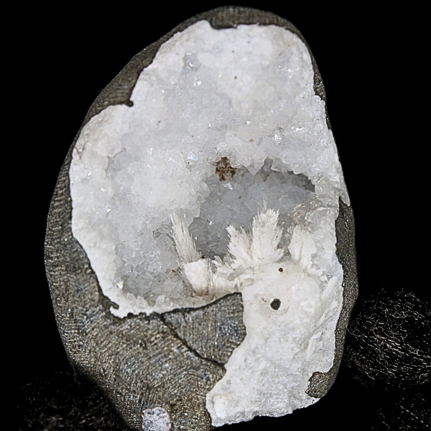 130g MM Quartz with Scolecite Geode Natural Mineral Cluster 6x5cm India