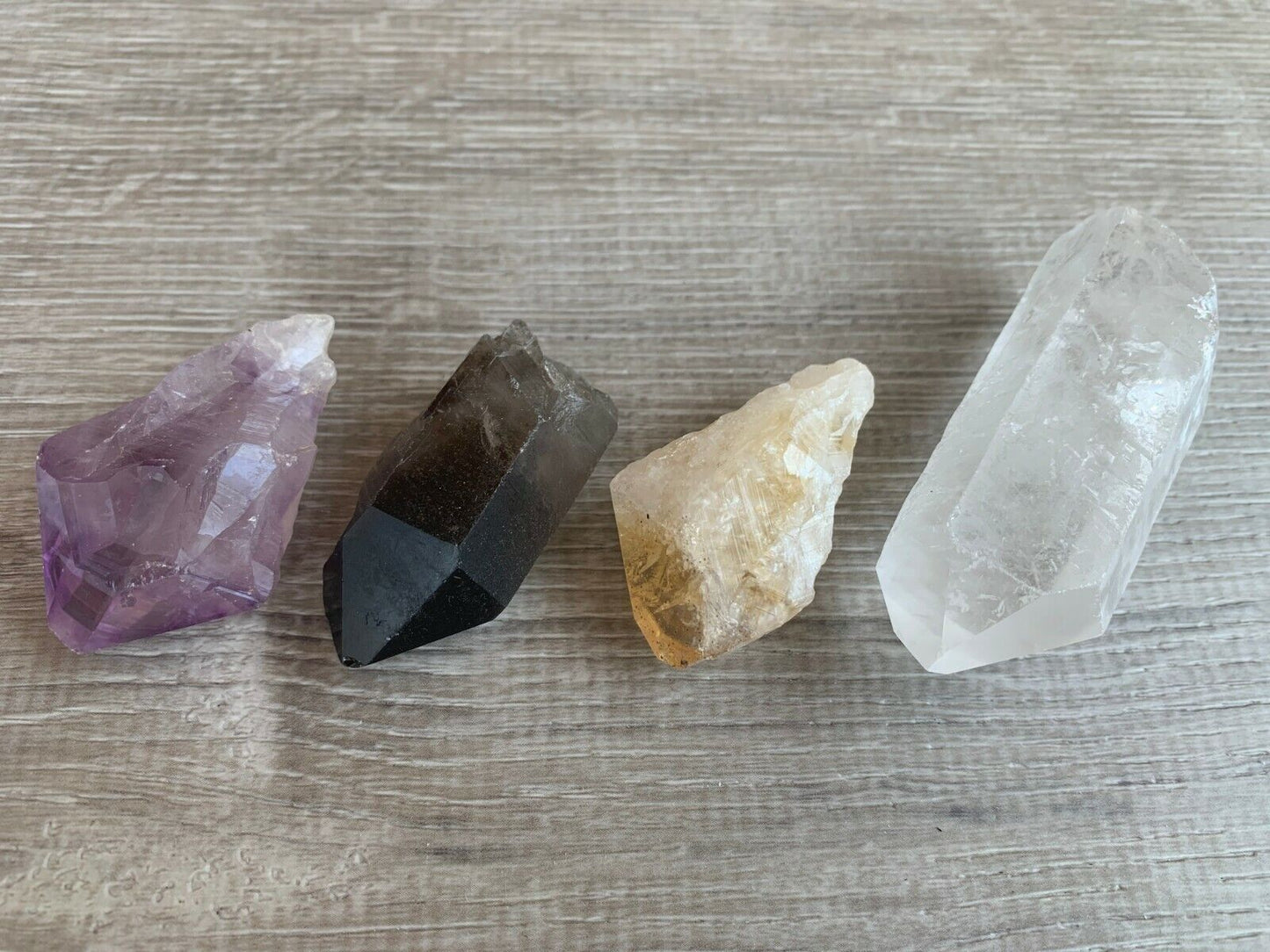 Amethyst Citrine Quartz Smoky Quart Points: 4 Crystal Collection,Healing Crystal