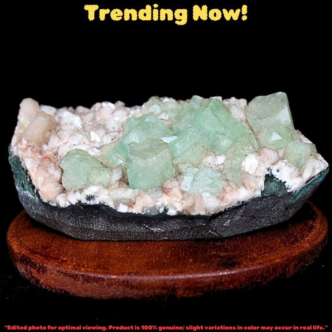 360g Green Apophyllite & Heulandite Cluster from India Rare Mineral Specimen