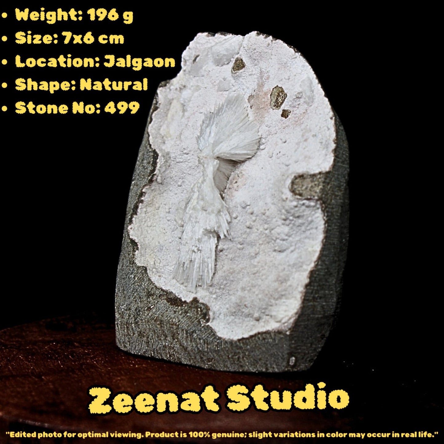 196g Mordenite Scolecite Geode Rare Crystal Needle Cluster from India