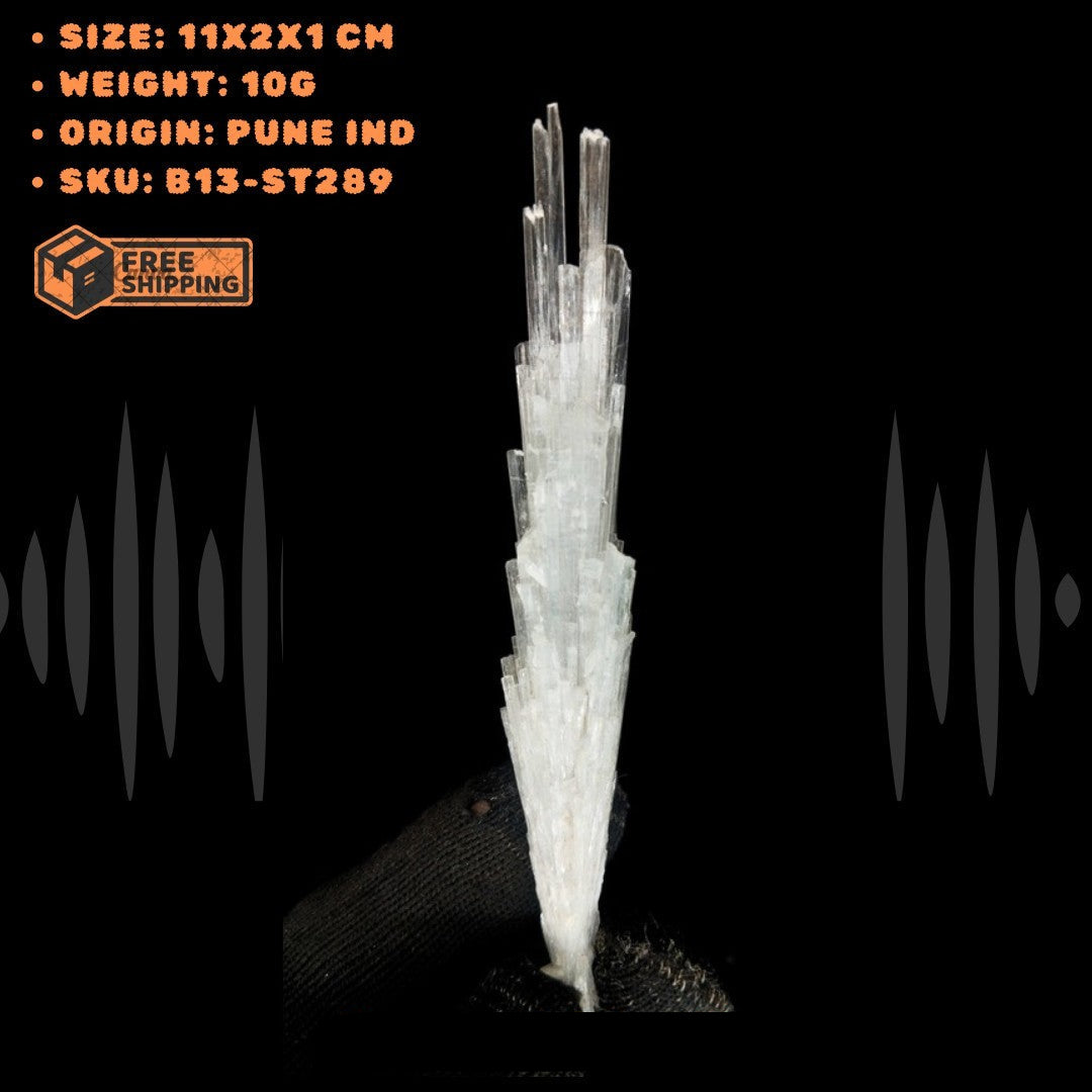 Rare Scolecite Spray Cluster 10g Zeolite Mineral Specimen India 11x2x1 cm