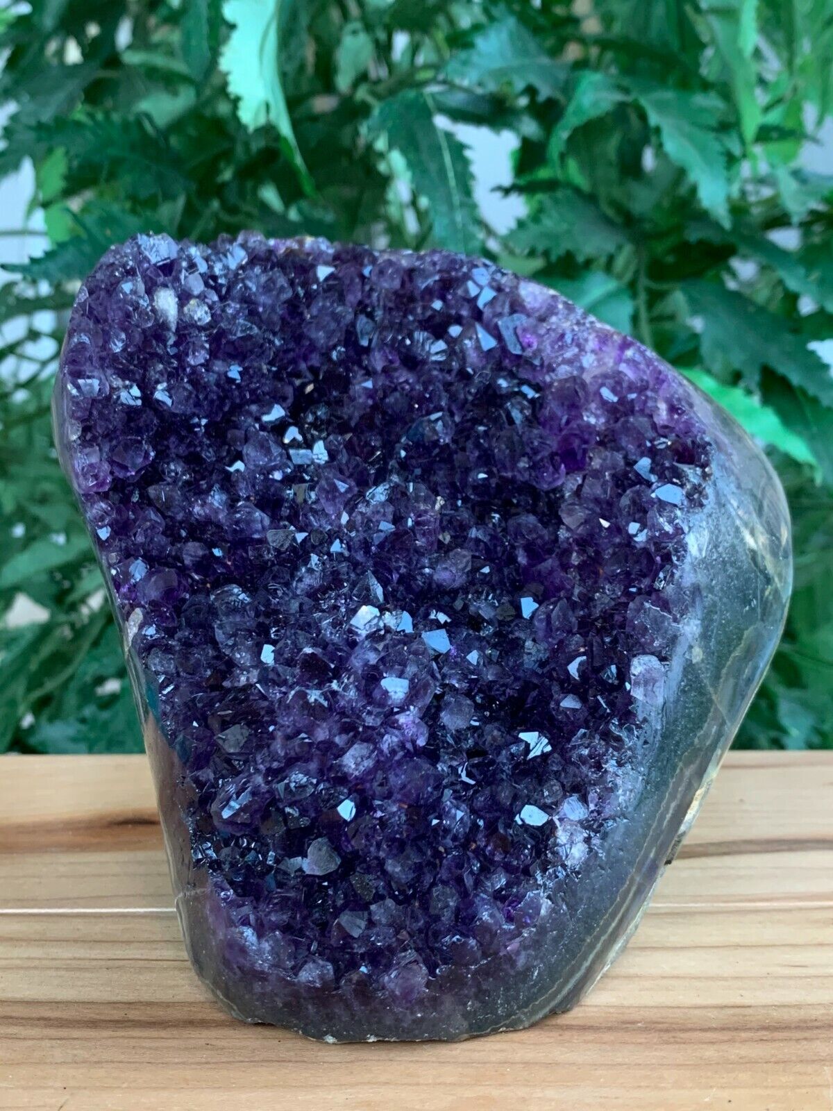 Finely Polished Uruguay Deep Purple Amethyst Cluster Crystal Geode, Pick a Size