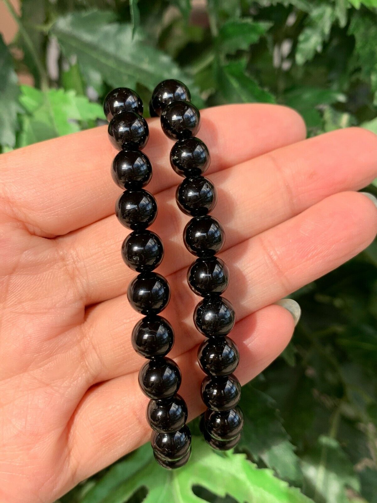 Grade A++ Black Tourmaline Crystal Bead Bracelet 8mm, Genuine Gemstone Bracelet