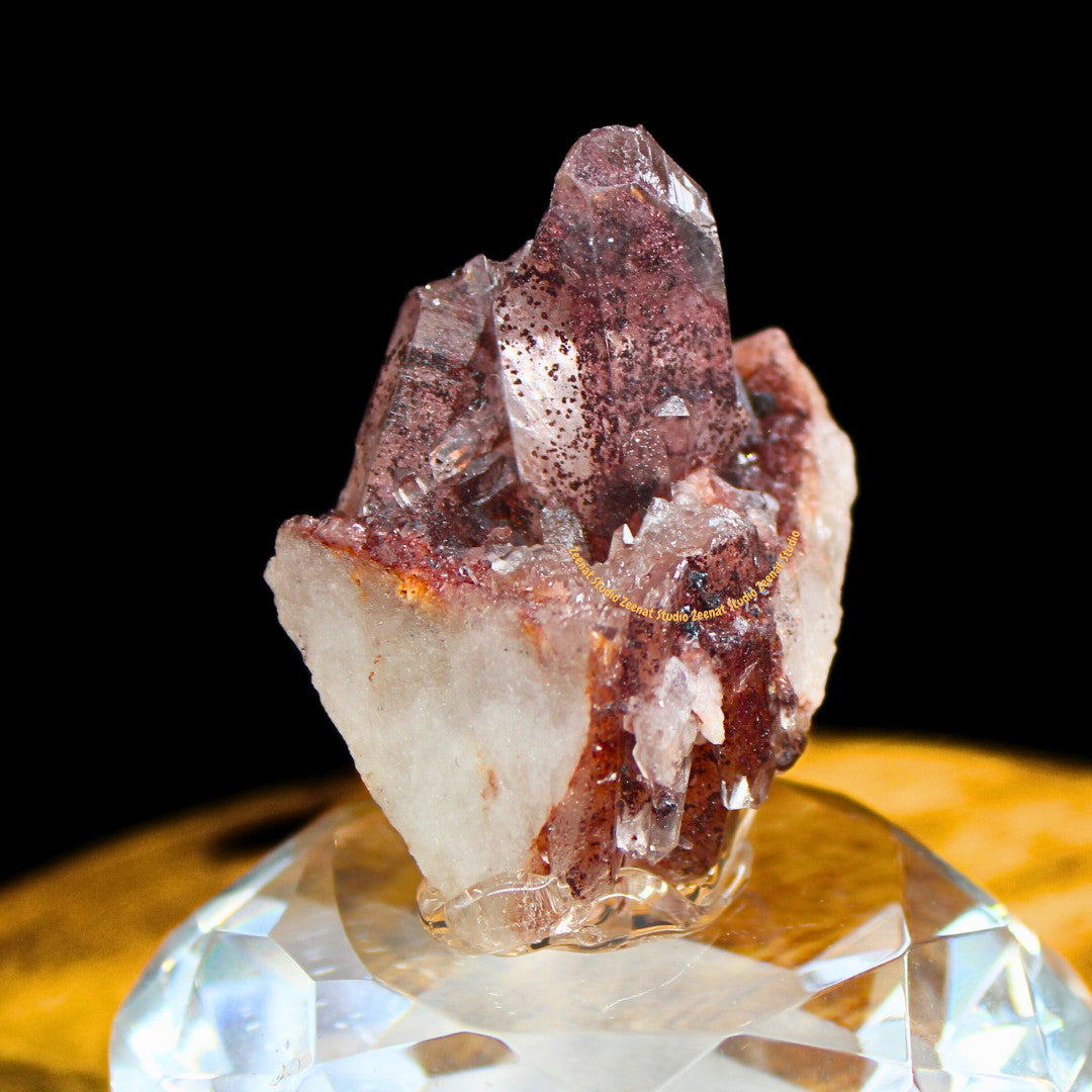 Rare Red Phantom Quartz on Matrix Mineral Specimen Crystal Cluster Collectible