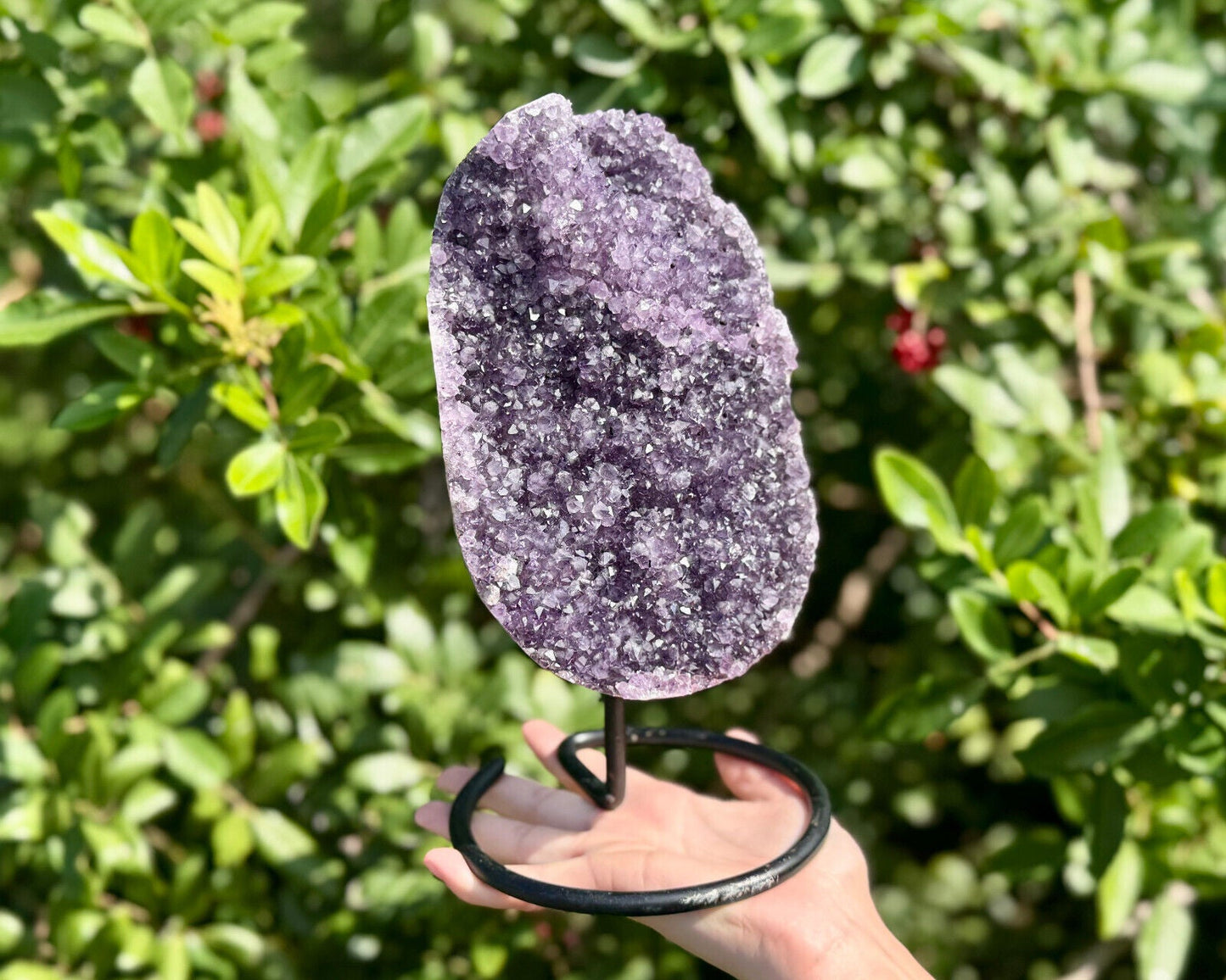 Amethyst Crystal Geodes On Metal Stands - Natural Amethyst Cluster Specimens
