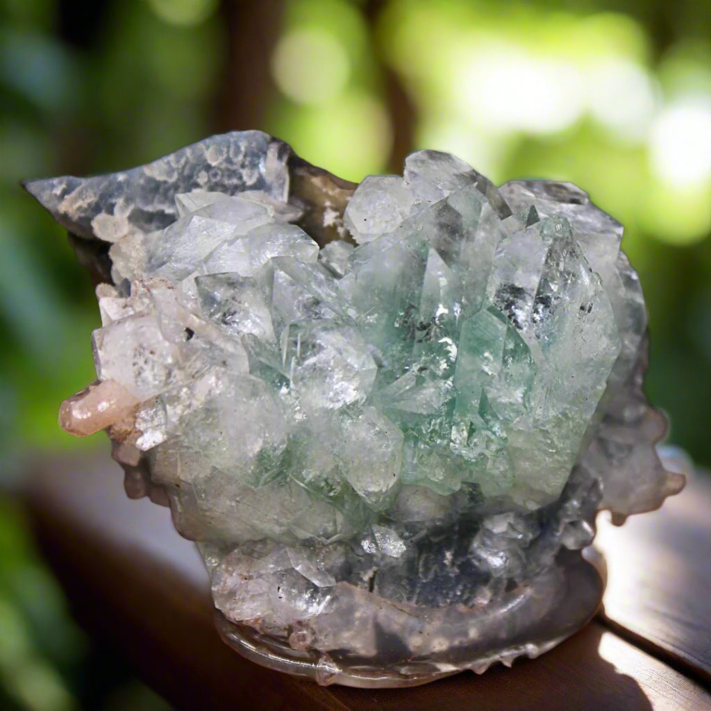 68g Green Apophyllite Crystal Cluster Natural Healing Stone Mineral India