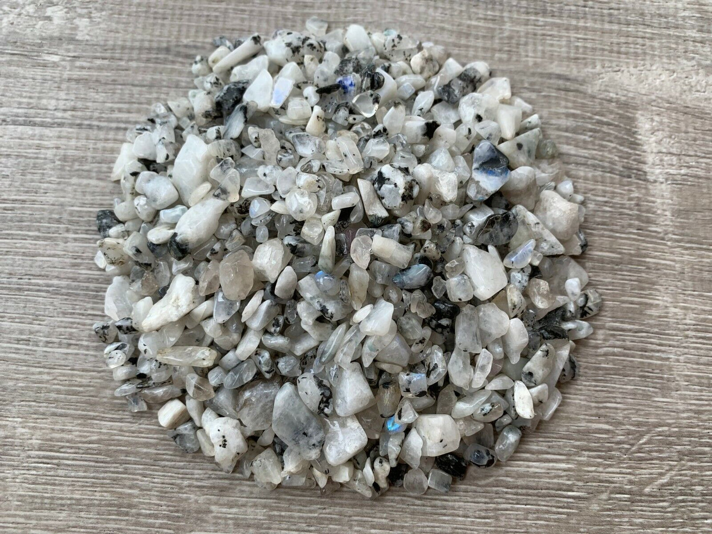 Moonstone Rainbow Semi Tumbled Gemstone Mini Chips 5-15 mm, Wholesale Bulk Lot