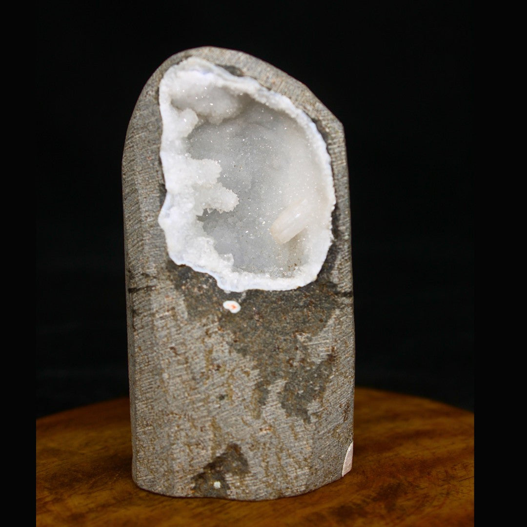 180g Scolecite Spray with White Apophyllite in Heulandite Geode India