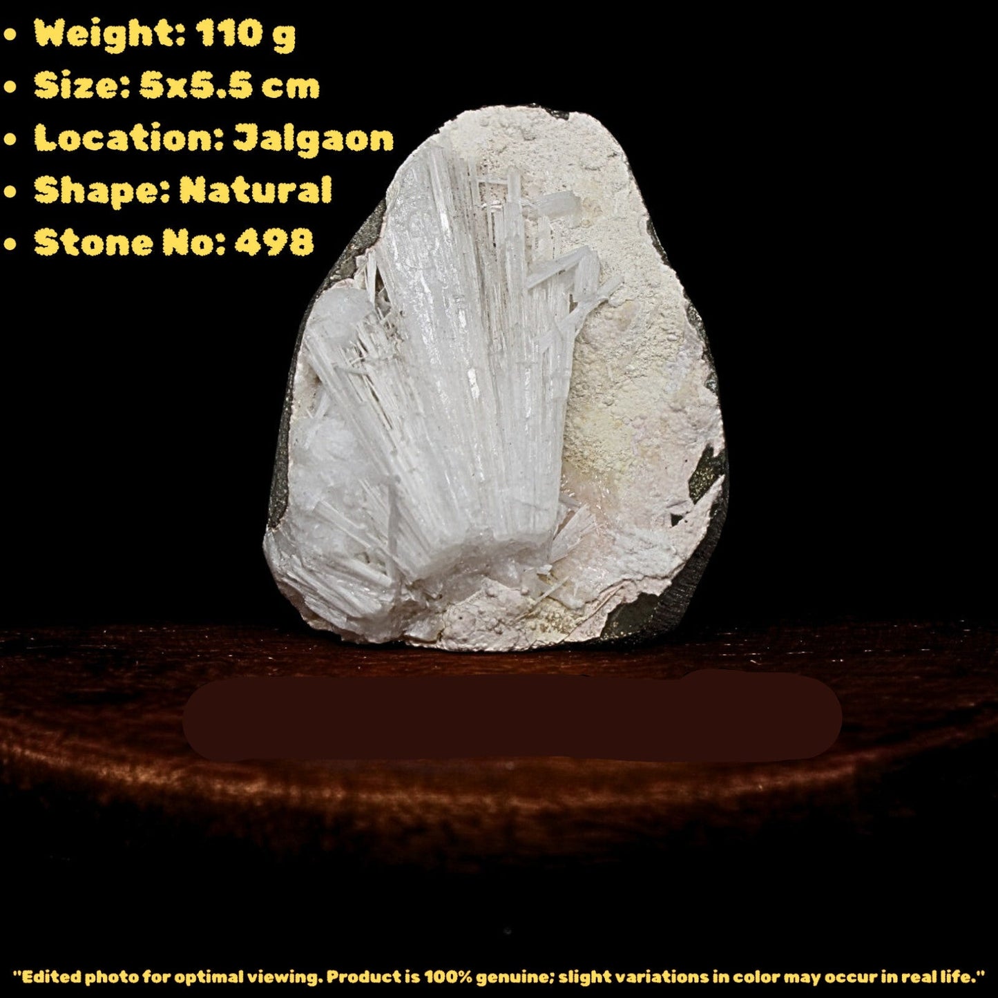 Natural Scolecite Geode 110g Raw Crystal Healing Mineral from India