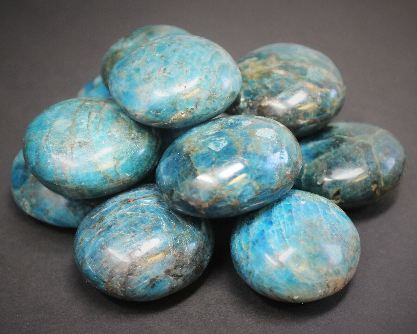 Blue Apatite Hand Polished Stones: Palm Stone, Blue Apatite Pebble Stone