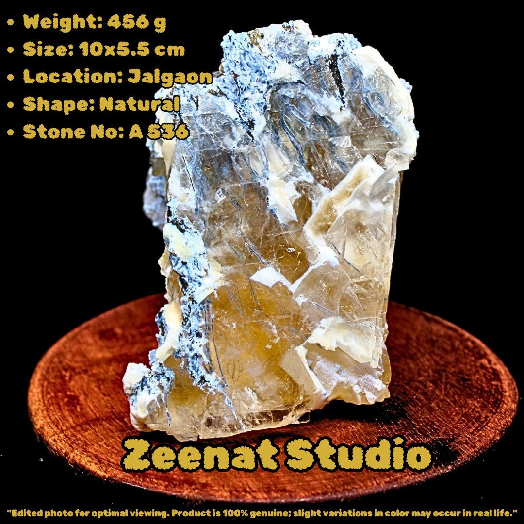 456g Calcite with Mordenite & Blue Chalcedony Rare Rainbow Inclusion Specimen