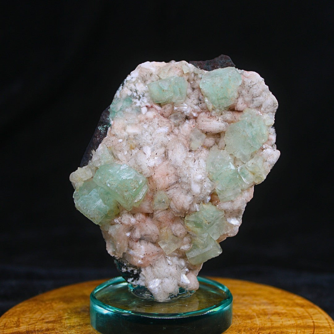 Green Apophyllite Cube on Stilbite 230g Natural Crystal Mineral Specimen India