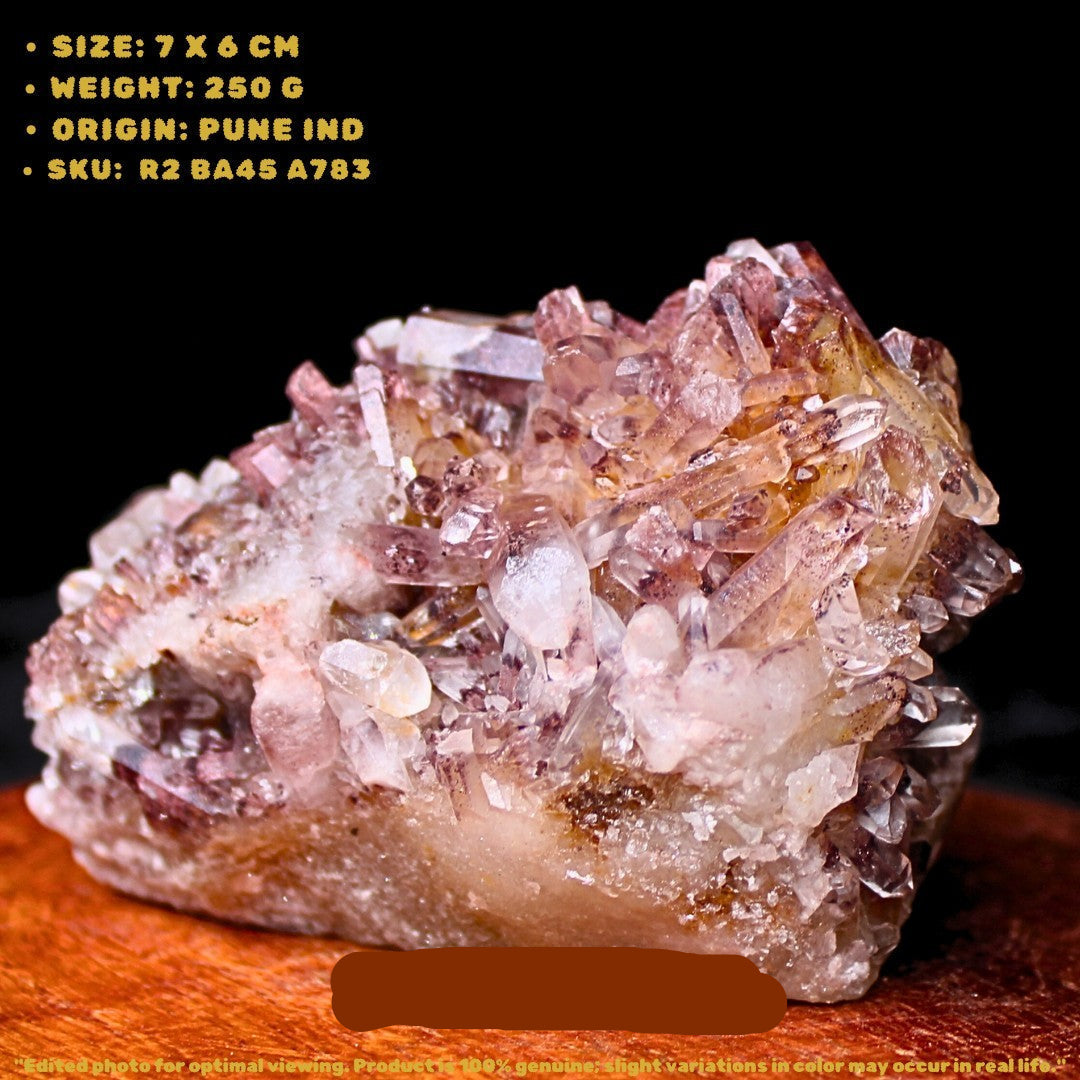 Phantom Quartz Crystal Cluster 250g 7x6 cm Natural Raw Mineral Specimen India