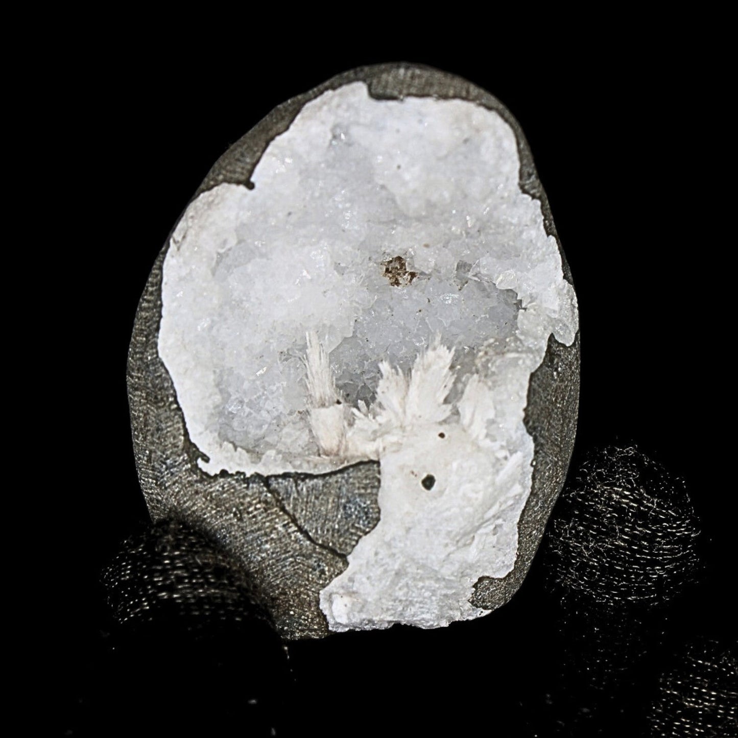 130g MM Quartz with Scolecite Geode Natural Mineral Cluster 6x5cm India