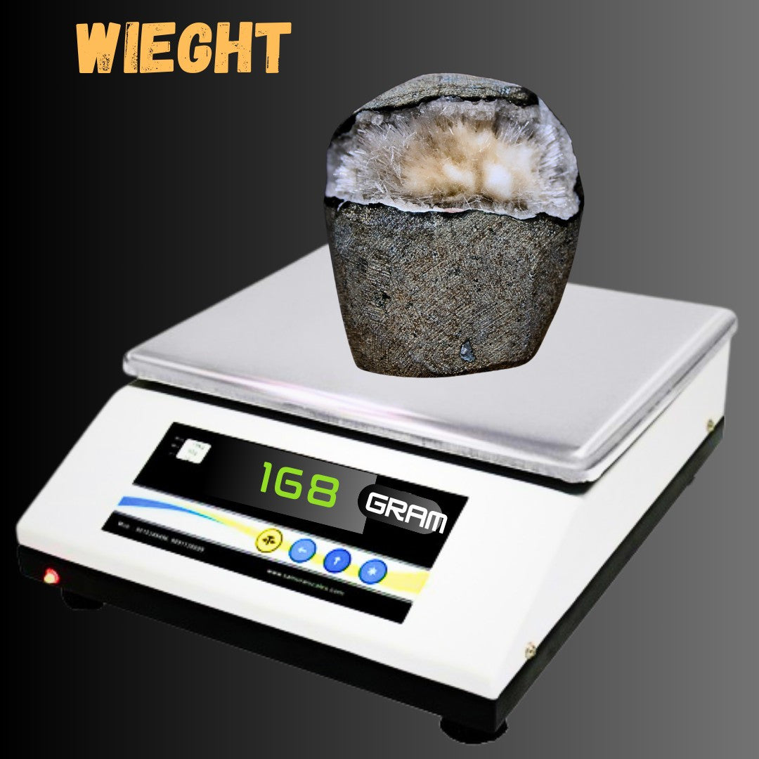 Quartz Geode with Scolecite Crystal Cluster 210g Healing Stone India