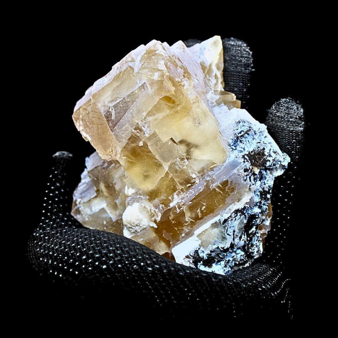 580g Calcite with Rainbow Inclusions & Mordenite Geode India 9x8.5cm