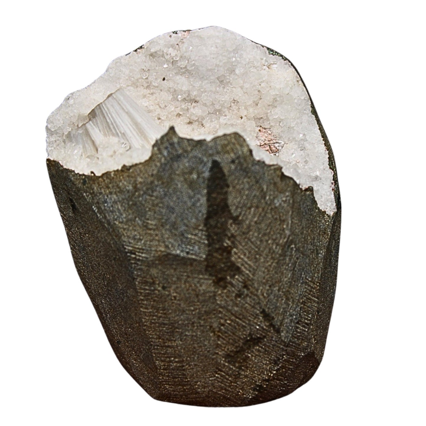 200g Scolecite Geode Cluster Natural Healing Crystal Mineral India 7x6cm