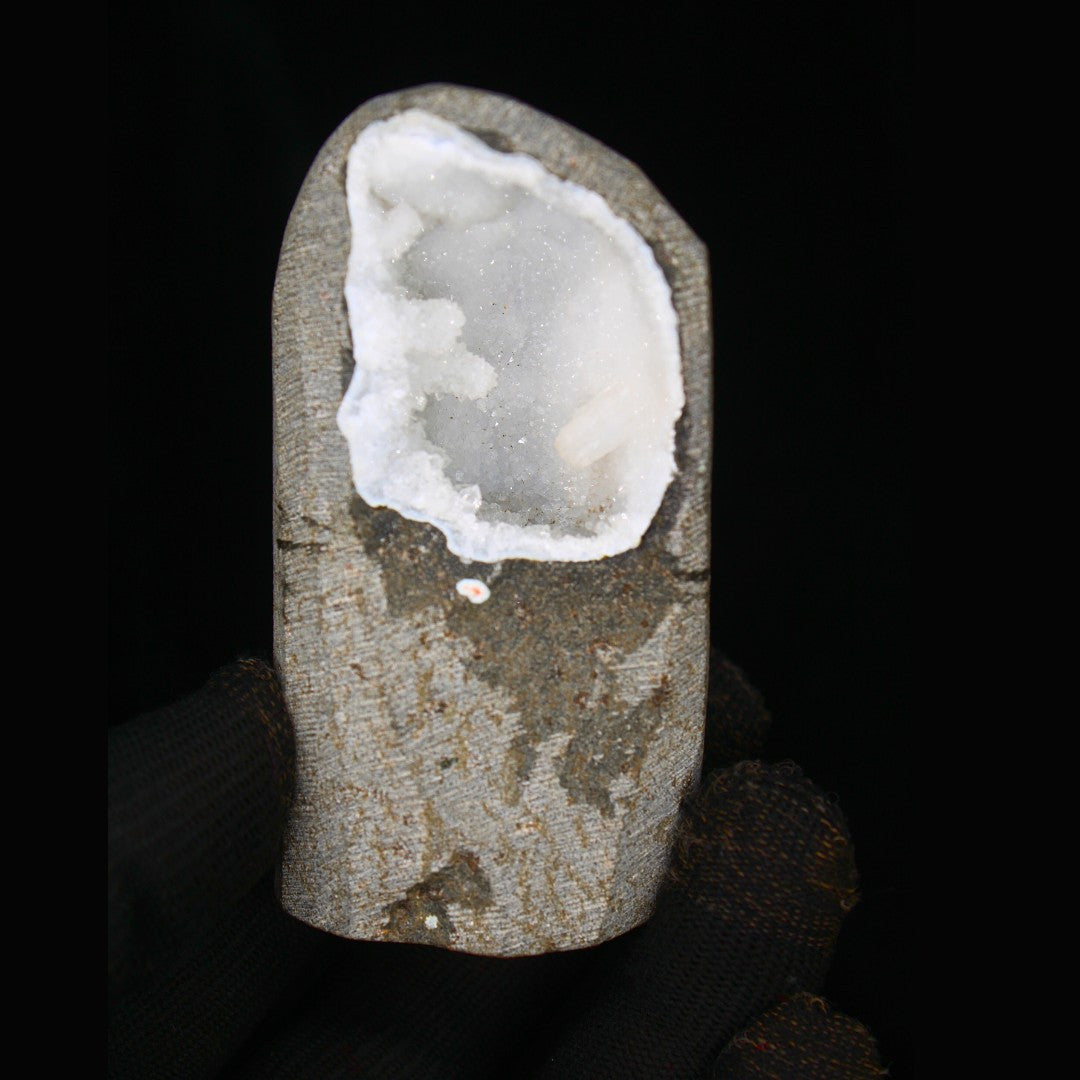 180g Scolecite Spray with White Apophyllite in Heulandite Geode India