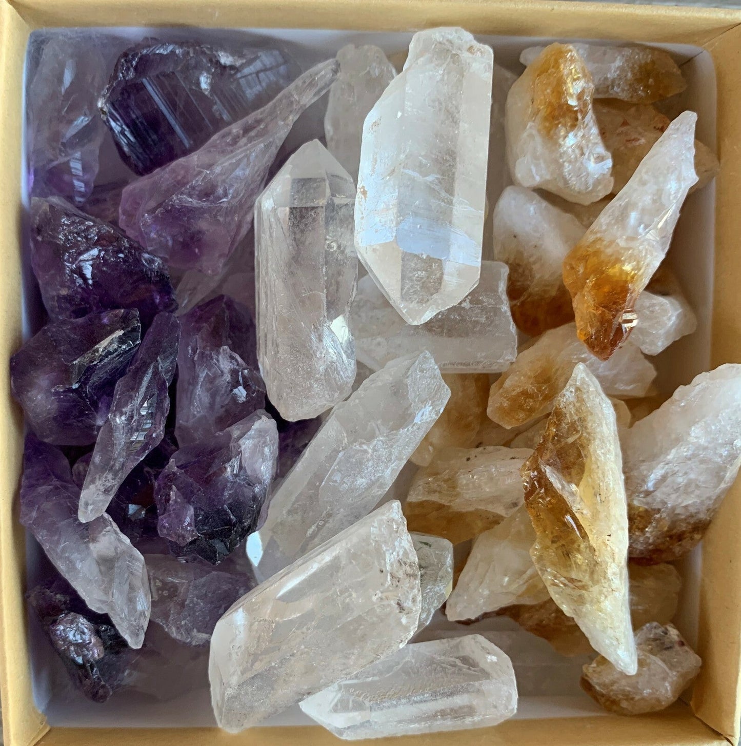 Amethyst Quartz Citrine Points: 3 Crystal Collection, 1/2 Lb Box Natural Points