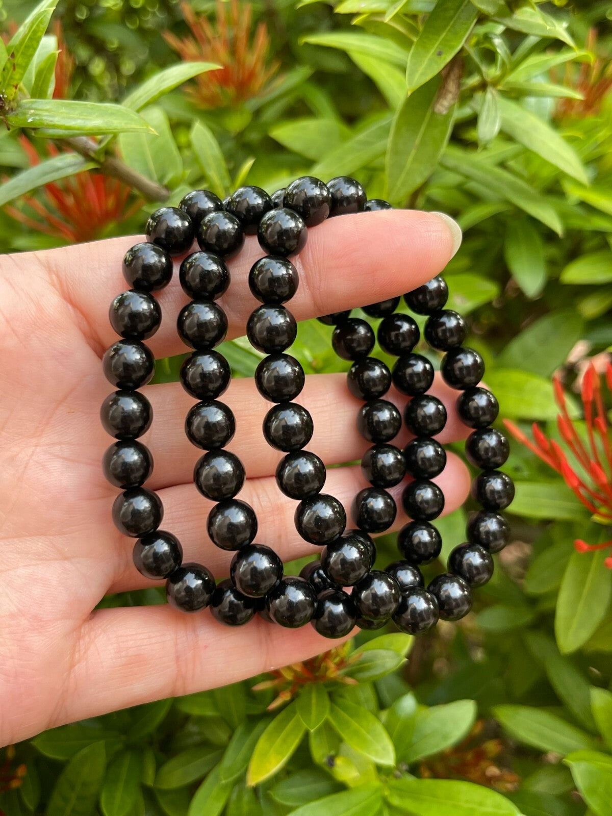 Grade A++ Black Obsidian Bead Bracelet 8mm, Genuine Obsidian Gemstone Bracelet