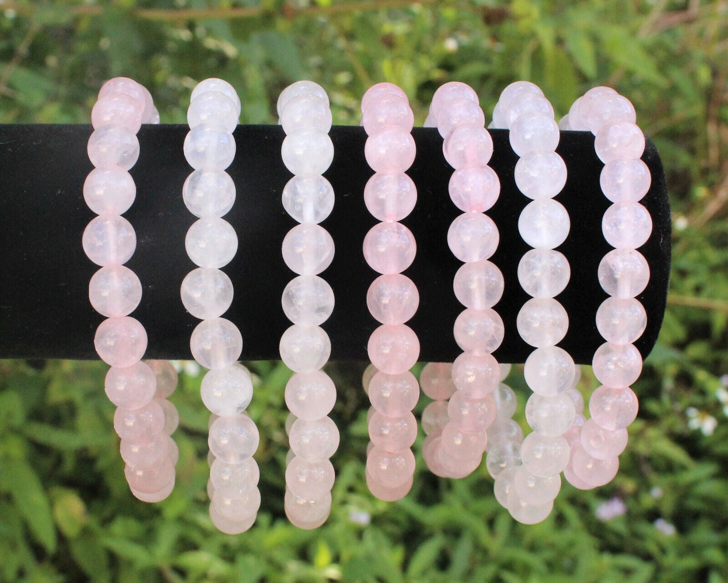 Rose Quartz Bead Bracelet β 8mm Natural Pink Round Crystals | Stretch Fit