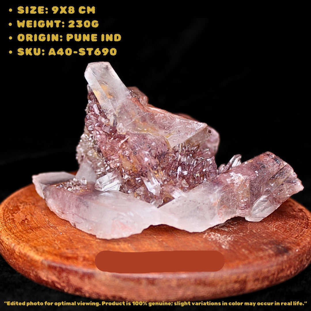 Natural Phantom Quartz Cluster 230g Healing Crystal Stone India 9x8 cm