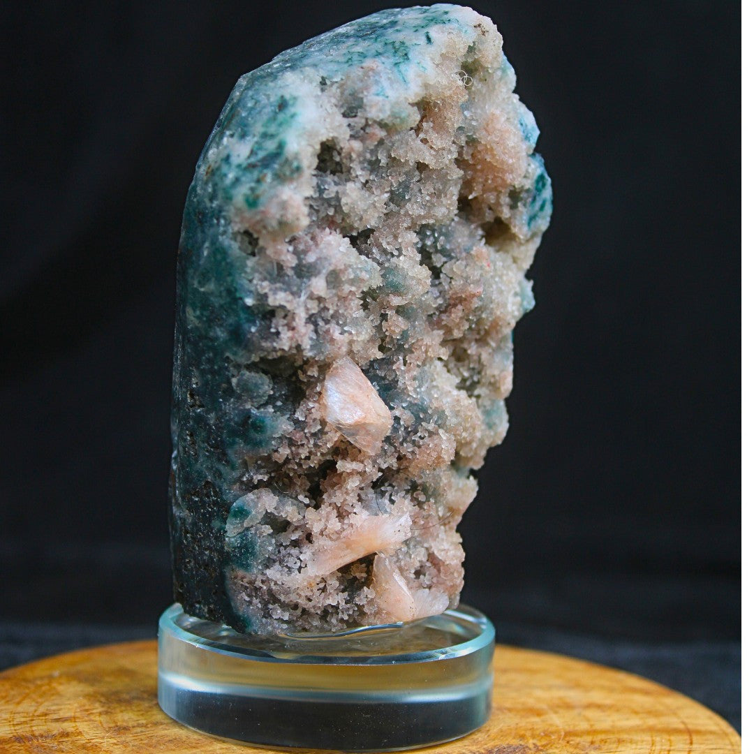 400g Natural Stilbite on Chalcedony Coral Mineral Specimen from India