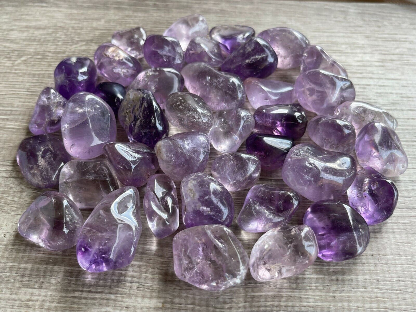 Grade A++ Amethyst Tumbled Stones, 0.75"-1.25" Amethyst Polished Stone, Bulk Lot