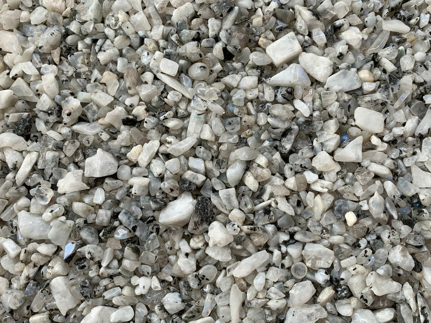 Moonstone Rainbow Semi Tumbled Gemstone Mini Chips 5-15 mm, Wholesale Bulk Lot