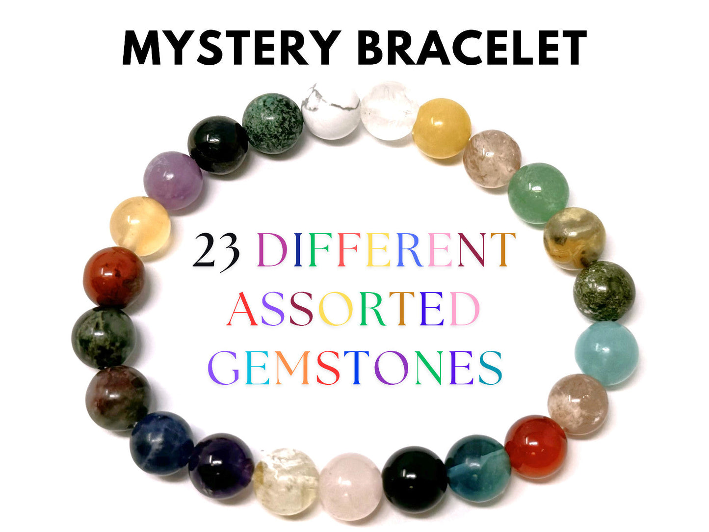 8 mm Bead Gemstone Bracelets: BUY 3 GET 1 FREE! (Stretch Crystal Bead Bracelets)