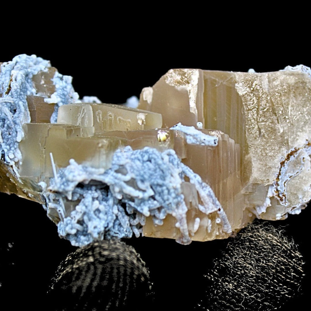 Rare Rainbow Calcite with Mordenite 76g Cabinet Specimen India 7x5.5cm