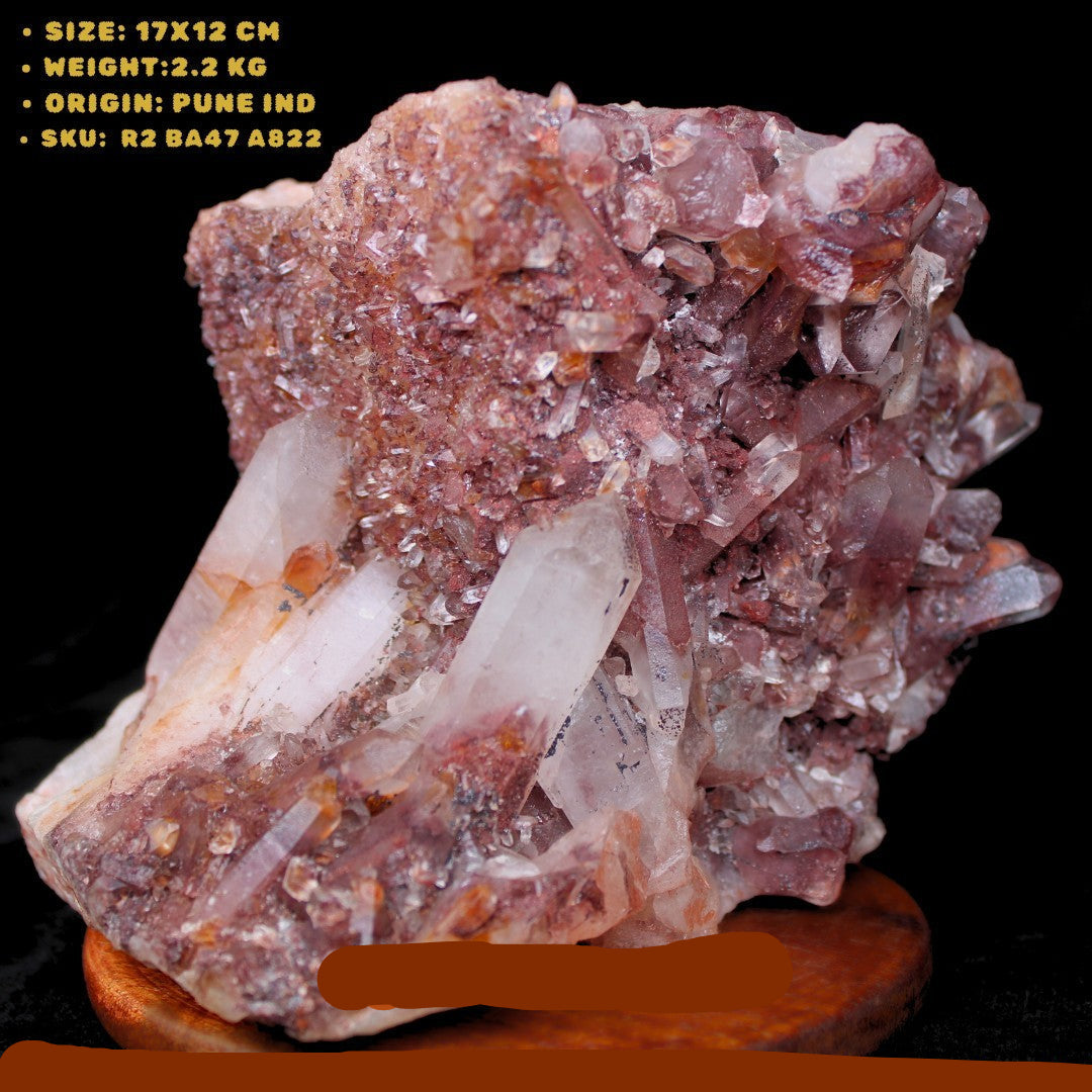 Rare Phantom Quartz Cluster 2.2kg Giant Natural Specimen 17x12cm India