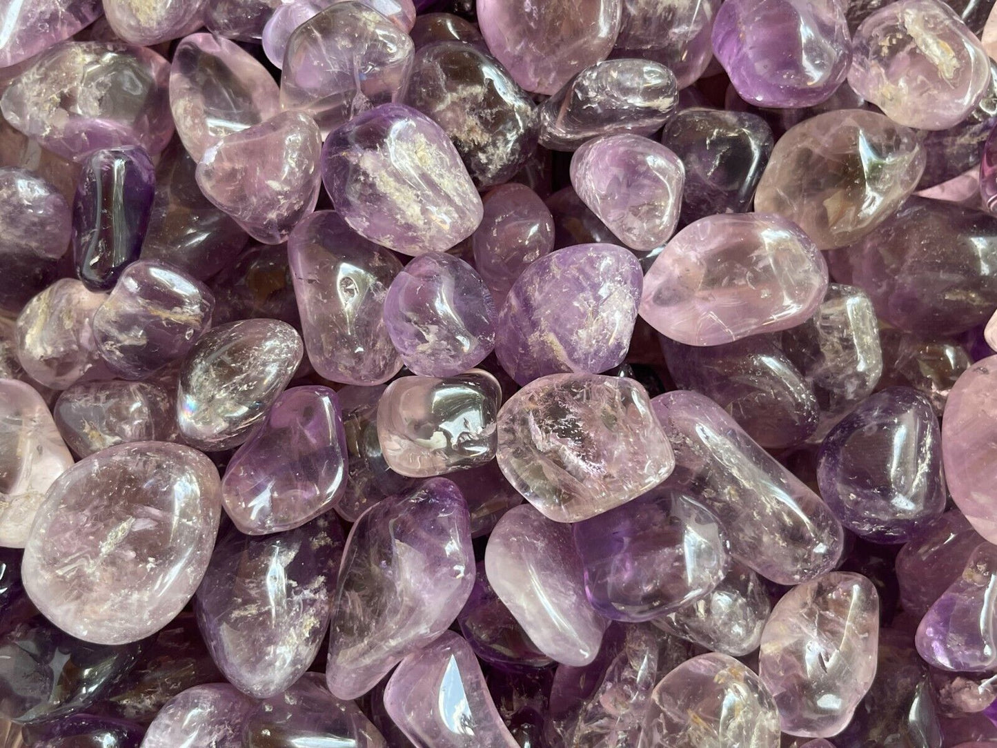 Grade A++ Amethyst Tumbled Stones, 0.75"-1.25" Amethyst Polished Stone, Bulk Lot