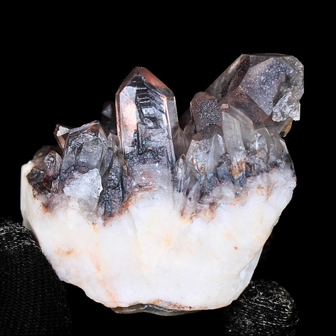 Black Phantom Quartz Cluster 210g 6x6cm Raw Crystal from India