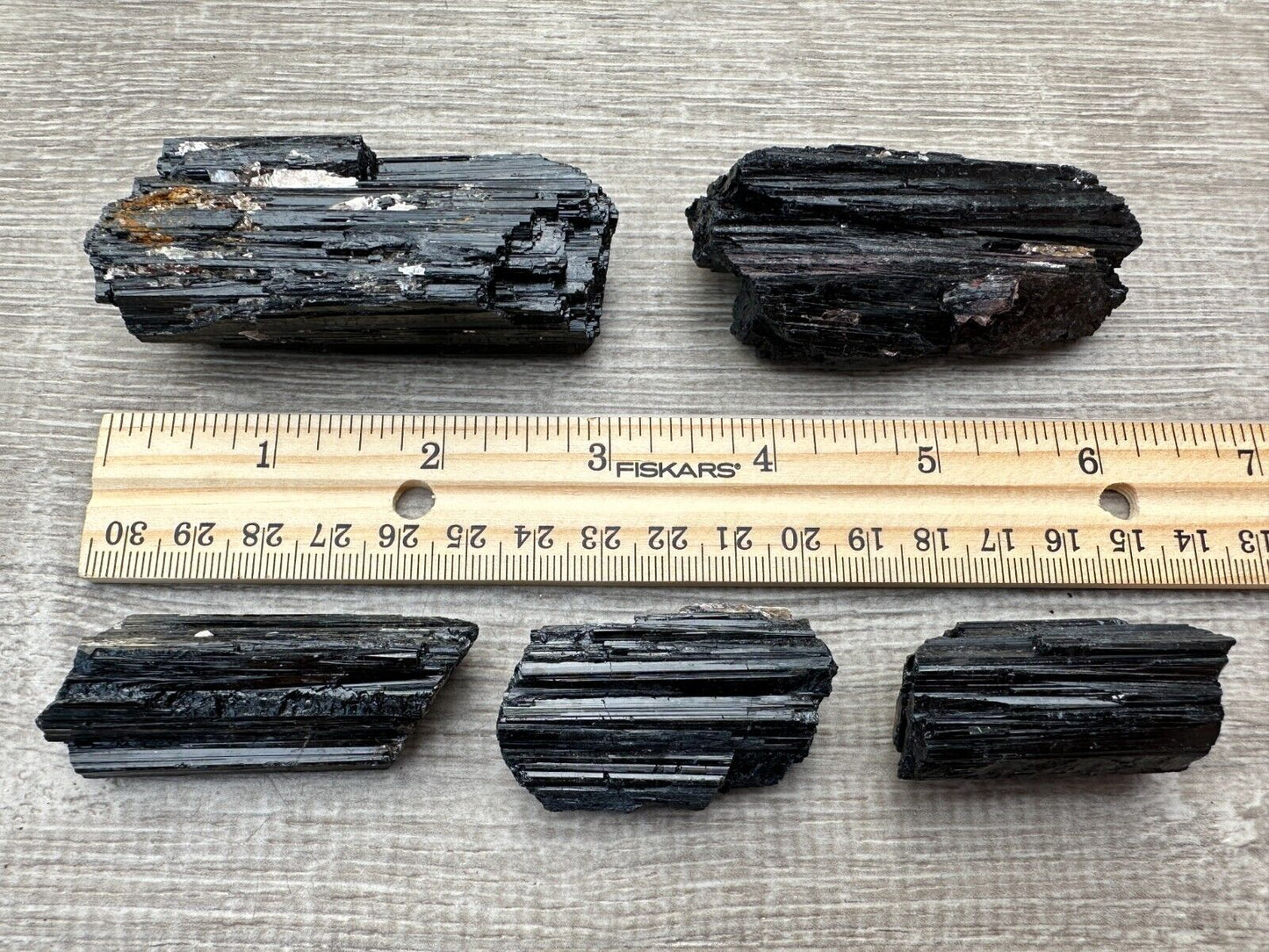 5 pcs Set Shiny Black Tourmaline Log, Grade A++ Natural Black Tourmaline Rod