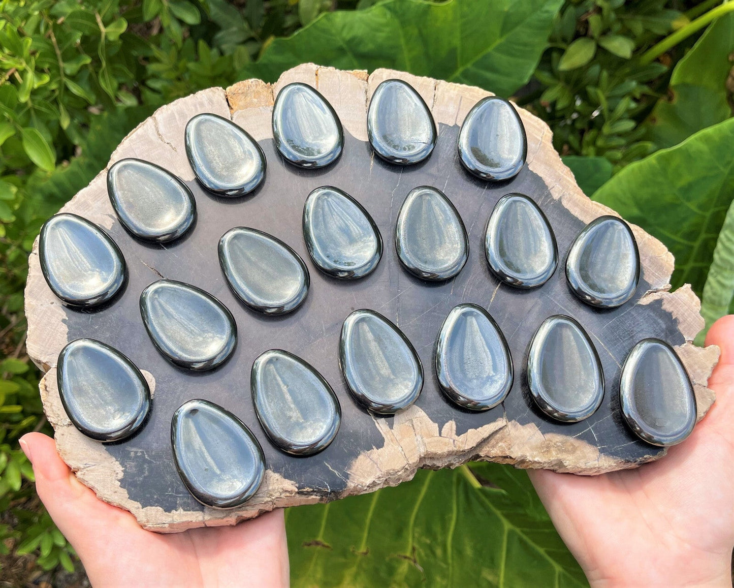 Triple Protection Worry Stone Set - Gold Tiger Eye, Black Obsidian & Hematite