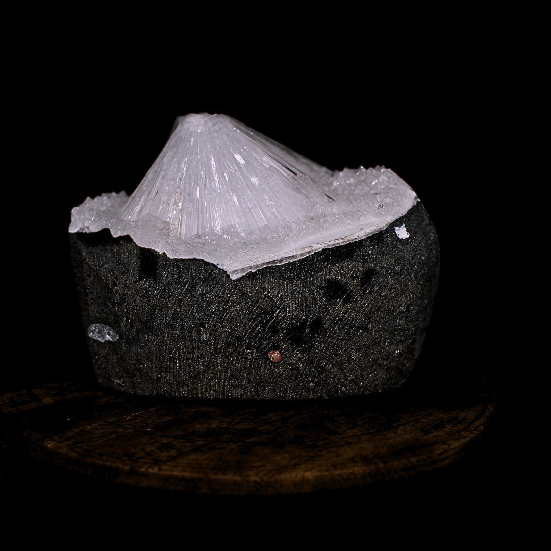 420g Scolecite Spray Inside MM Quartz Geode Natural Mineral Specimen on Matrix