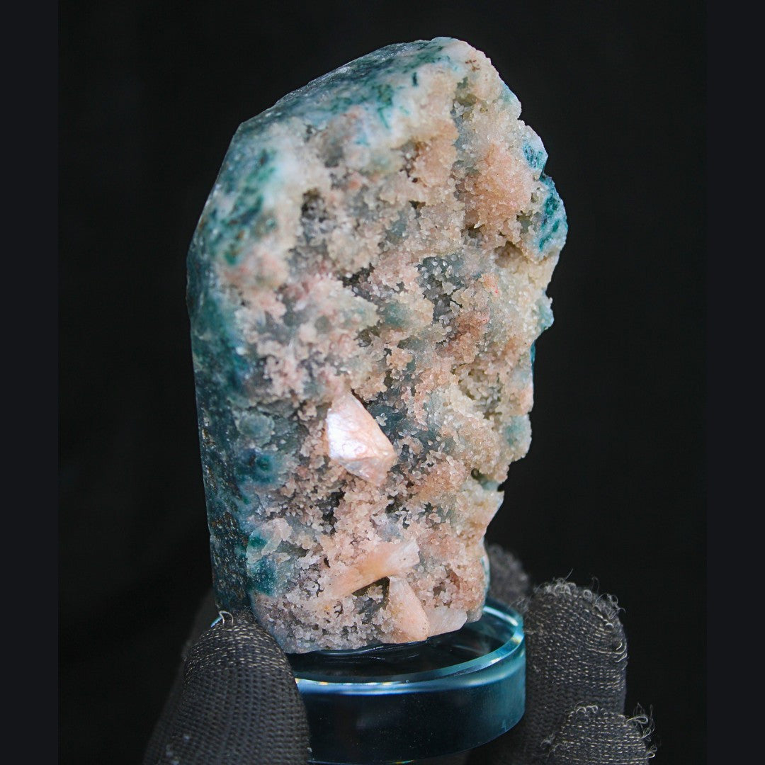 400g Natural Stilbite on Chalcedony Coral Mineral Specimen from India