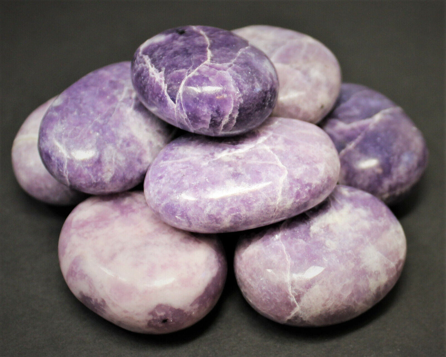 Lepidolite Palm Stone, Hand Polished Lepidolite Pebble (Third Eye Chakra)