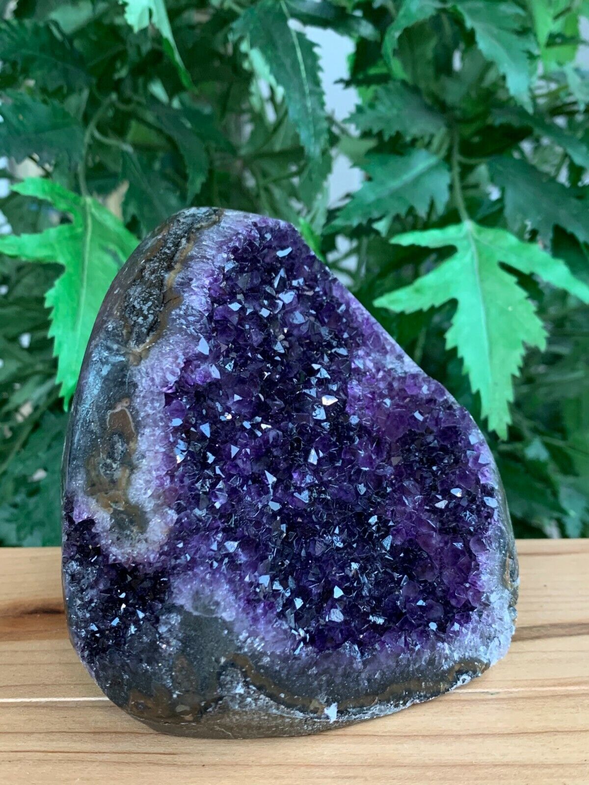 Finely Polished Uruguay Deep Purple Amethyst Cluster Crystal Geode, Pick a Size