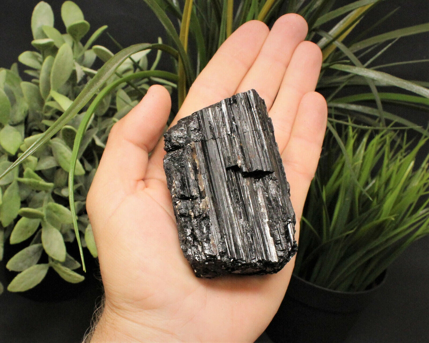 XL JUMBO Black Tourmaline PREMIUM EXTRA A GRADE Shiny Rough Rod Log (12 - 15 oz)